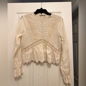 Zara Cream Lace Detail Blouse